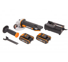 Угловая шлифмашина аккумуляторная WORX WX800, 20В, 115 мм, 2*2,0Ач, кейс