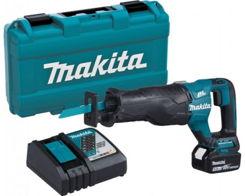 Makita DJR187RT Пила саб ак б\щ,18В,2х5АчLi-ion,0-2300\0-3000об\м,ход-32мм,рез-255мм,3.4кг,чем,подсв