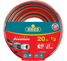Поливочный шланг RACO PREMIUM 1/2″ 20 м 40 атм пятислойный усиленный двумя слоями армирования