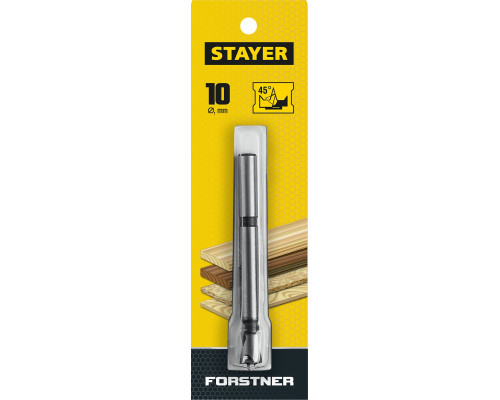 STAYER Forstner 10мм, сверло форстнера по дереву, ДСП