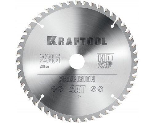 KRAFTOOL Precision, 235 х 30 мм, 48Т, пильный диск по дереву (36952-235-30)