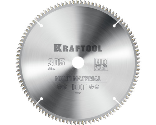 KRAFTOOL Multi Material, 305 х 30 мм, 100Т, пильный диск по алюминию (36953-305-30)