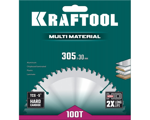 KRAFTOOL Multi Material, 305 х 30 мм, 100Т, пильный диск по алюминию (36953-305-30)
