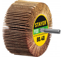 Круг шлифовальный STAYER лепестковый, на шпильке, P100, 80х40 мм
