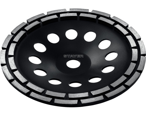 STAYER Double, d 180 мм, двухрядная алмазная шлифовальная чашка (33381-180)