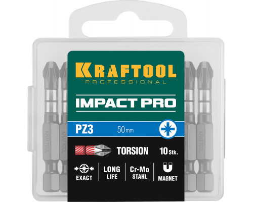 Ударные биты KRAFTOOL PZ 3, 50 мм, 10 шт Impact Pro