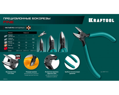 KRAFTOOL Precision, чистый рез 108 мм, прецизионные бокорезы (220017-6-10)