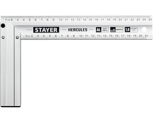 STAYER HERCULES 250 мм жесткий столярный угольник с усиленным алюминиевым полотном