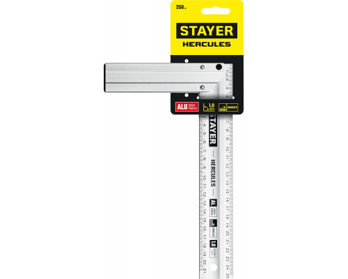 STAYER HERCULES 250 мм жесткий столярный угольник с усиленным алюминиевым полотном
