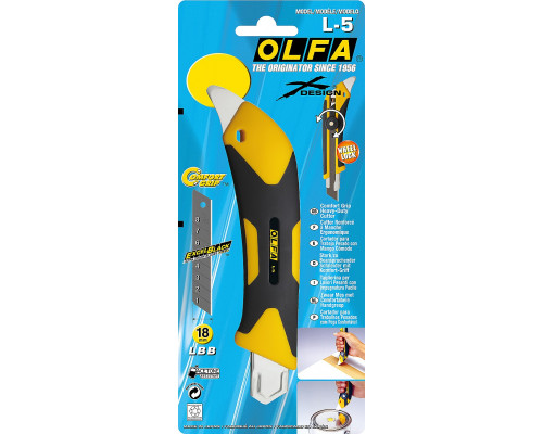 Нож OLFA, двухкомпонентный корпус, трещоточный фиксатор, 18мм