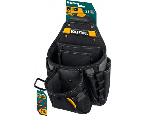 KRAFTOOL KP-27 с быстросъёмным креплением FastClip, 27 карманов и петли, 350 х 260 мм, поясная сумка (38773)