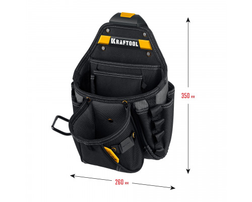 KRAFTOOL KP-27 с быстросъёмным креплением FastClip, 27 карманов и петли, 350 х 260 мм, поясная сумка (38773)