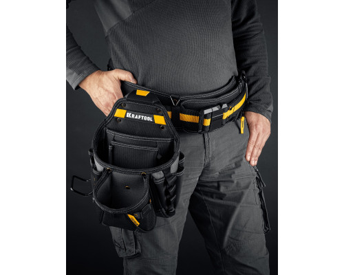KRAFTOOL KP-27 с быстросъёмным креплением FastClip, 27 карманов и петли, 350 х 260 мм, поясная сумка (38773)