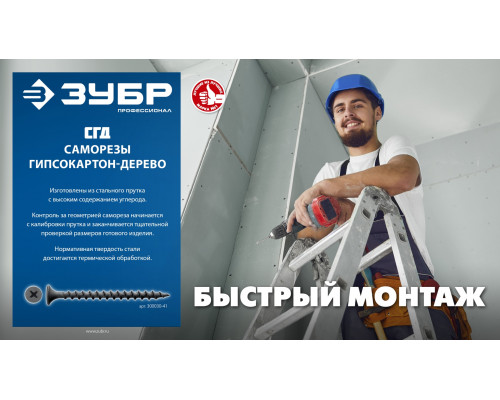 ЗУБР СГД 45 х 3.5 мм, саморез гипсокартон-дерево, фосфат., 13.51 кг (300030-45)