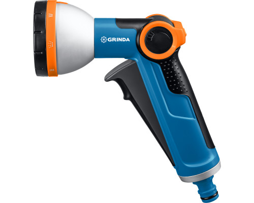 GRINDA PROLine X-8, 8 режимов, курок спереди, пистолет поливочный двухкомпонентный с регулятором напора