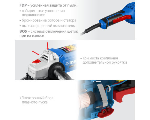 УШМ ЗУБР Профессионал, УШМ-П180-2000 п, 180 мм, 2000 Вт