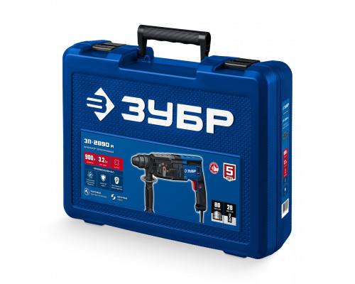 ЗУБР 28 мм, 900 Вт, перфоратор SDS Plus, мет. корпус, Профессионал (ЗП-2890 М)