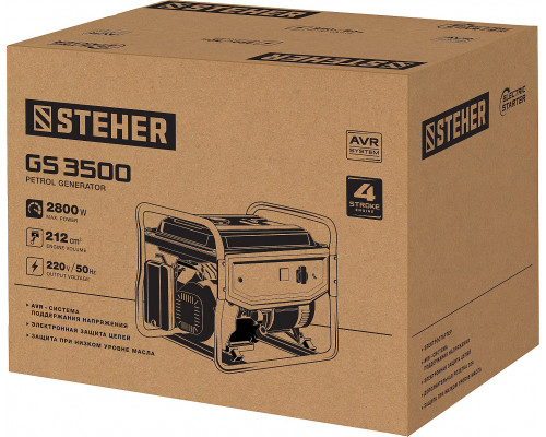 GS-3500 бензиновый генератор, 2800 Вт, STEHER