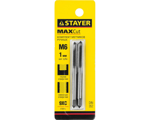 STAYER M6х1, комплект метчиков, 2 шт