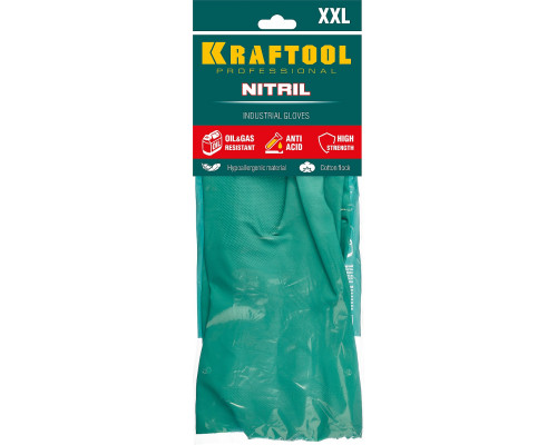 KRAFTOOL NITRIL нитриловые индустриальные перчатки, маслобензостойкие, размер XL