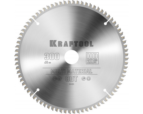 KRAFTOOL Multi Material, 300 х 30 мм, 80Т, пильный диск по алюминию (36953-300-30)