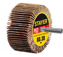 Круг шлифовальный STAYER лепестковый, на шпильке, P60, 60х30 мм
