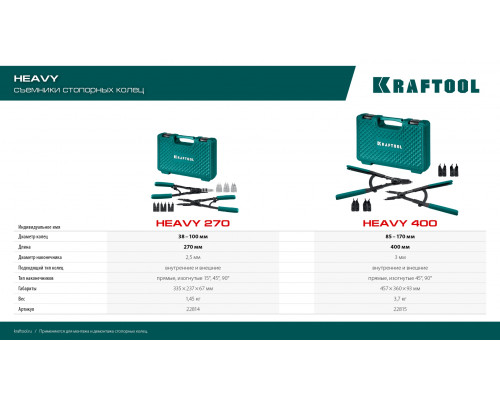 KRAFTOOL HEAVY 270 внешний/внутренний, съемник стопорных колец (22814)