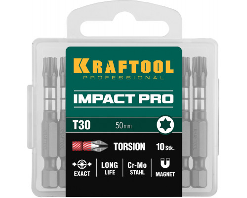 Ударные биты KRAFTOOL TX 30, 50 мм, 10 шт Impact Pro