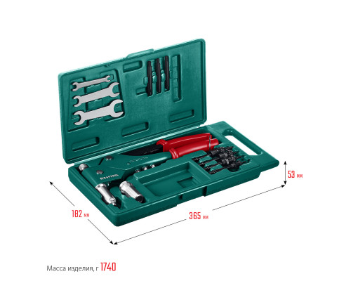 KRAFTOOL Combo3-M6 комбинированный заклепочник поворотный 0-360° в кейсе