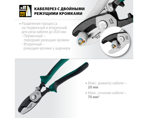 KSD-20 Кабелерез с двойными режущими кромками, KRAFTOOL