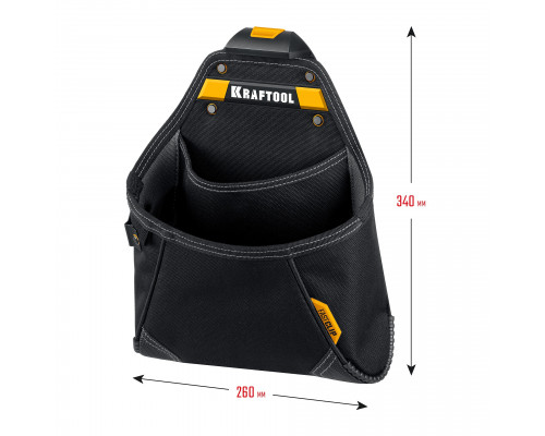 KRAFTOOL KP-12 с быстросъёмным креплением FastClip, 12 карманов и петель, 260 х 340 мм, поясная сумка (38774)