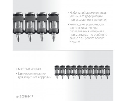 ЗУБР CN 17 х 2.7 мм, гвозди по бетону оцинкованные, 1000 шт (305388-17)