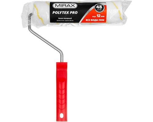 Валик малярный POLYTEX Pro, 240 мм, d=48 мм, ворс 12 мм, ручка d=8 мм, MIRAX