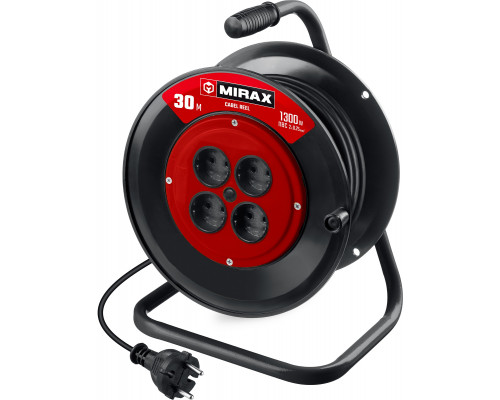 MIRAX ПВС, 2 х 0.75 мм2, 30 м, 1300 Вт, удлинитель на катушке (55052-30)