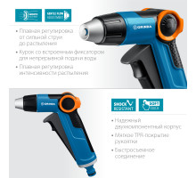 GRINDA PROLine X-R, плавная регулировка, курок спереди, пистолет поливочный двухкомпонентный с регулятором напора
