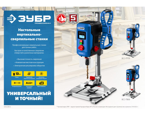 ЗУБР Профессионал 750 Вт, 13 мм, вертикально-сверлильный станок, настольный