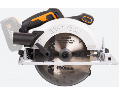 Циркулярная пила аккумуляторная бесщеточная WORX WX520.9, 20В 190 мм, без АКБ и ЗУ, коробка