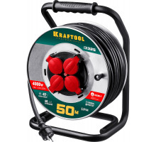 Силовой удлинитель на стальной катушке KRAFTOOL КГ 3х2.5 50м 4000Вт IP44, K-325