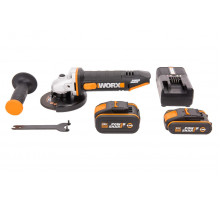 Угловая шлифмашина аккумуляторная WORX WX803, 20В, 125 мм, 1*2,0Ач + 1*4,0 Ач, кейс