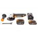 Угловая шлифмашина аккумуляторная WORX WX803, 20В, 125 мм, 1*2,0Ач + 1*4,0 Ач, кейс