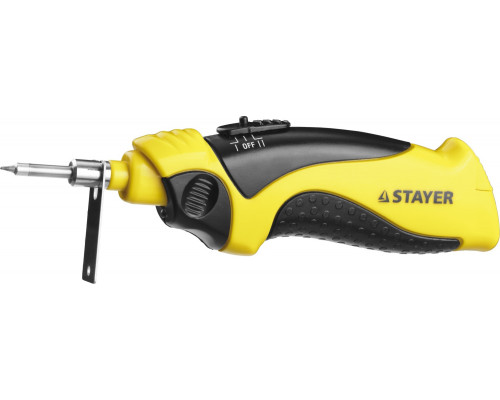 STAYER PROTerm, 8 Вт, 3 АА, высокотемпературное жало, беспроводной паяльник, Professional (55409)
