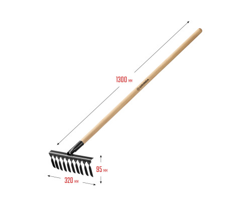 Садовые грабли GRINDA GS-10 WOOD 320 х 95 х 1300 мм 10 витых зубцов деревянный черенок