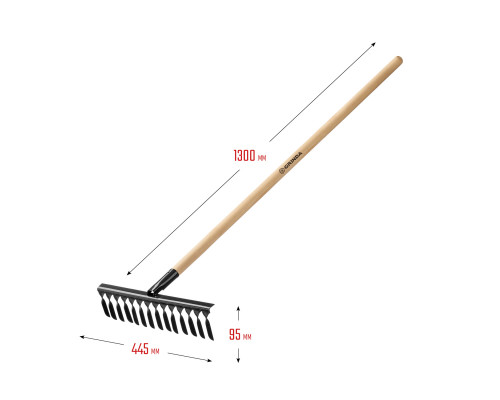 Садовые грабли GRINDA GS-14 WOOD 445 х 95 х 1300 мм 14 витых зубцов деревянный черенок
