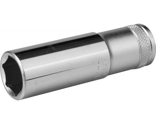 Торцовая головка KRAFTOOL ″INDUSTRIE QUALITAT″, удлиненная, Cr-V, FLANK, хромосатинированная, 1/2″, 17 мм