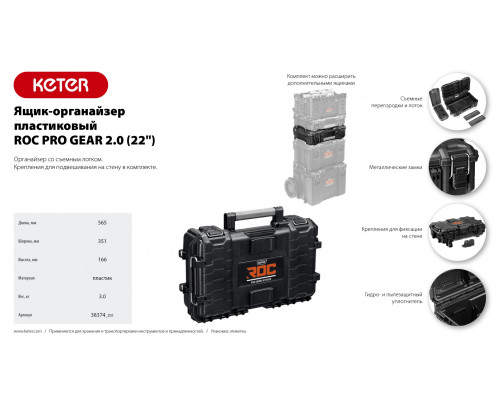 KETER ROC PRO GEAR 2.0 (22″) пластиковый ящик-органайзер (38374)
