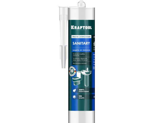 Санитарный силиконовый герметик KRAFTOOL Sanitary 300 мл белый