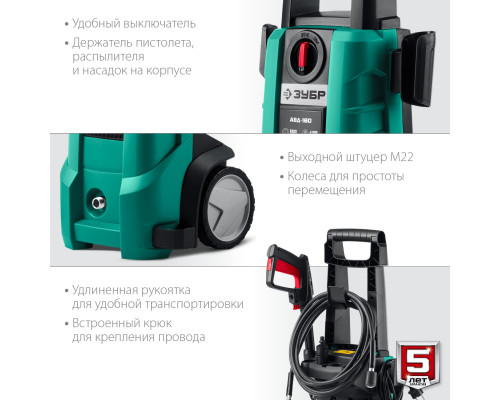 Мойка высокого давления ЗУБР 160 Атм, 2100 Вт