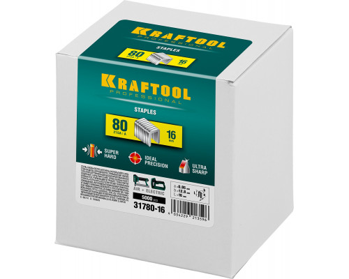 KRAFTOOL 16 мм скобы для степлера тип 80, 5000 шт