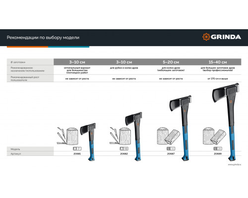 GRINDA A10, 700/1000 г, 450 мм, Универсальный топор, PRO-Line (20682)