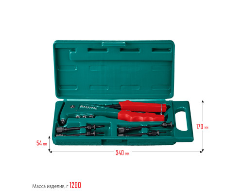 KRAFTOOL Combo2-M6 комбинированный заклепочник в кейсе